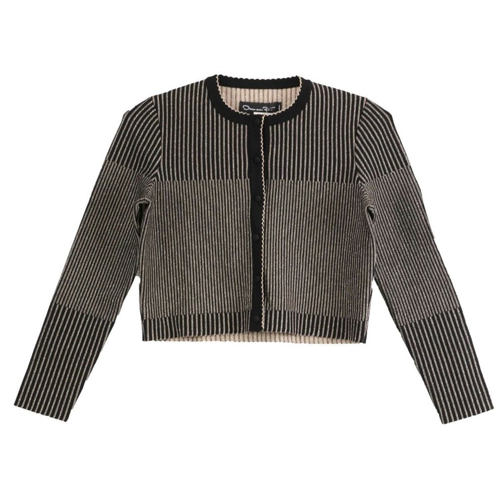 Oscar de la Renta Silver Striped Top